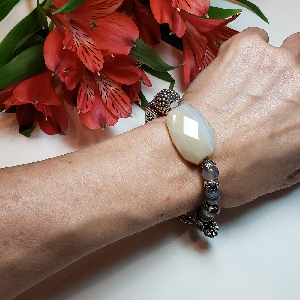 Artisan Agate Gemstone Sterling Silver Bracelet